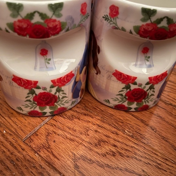 Disney Beauty And The Beast Heart Ceramic Coffee Mug Set Floral Coffee Cups NEW - Picture 4 of 8